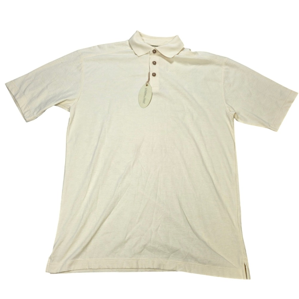 Joseph &‎ Feiss Y2K Polo Shirt Men's Size Medium Cream Pima Cotton Blend NWT